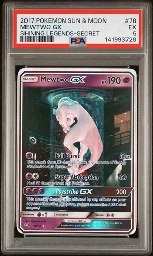 2017 Pokemon Sun Moon Shining Legends 78 Mewtwo GX PSA 5 143938612
