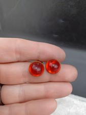 Vintage Cuff Links Red Lucite Gold Tone