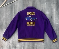 Bape X Ursus Collab Wool Teddy/Varsity Jacket - Purple And Yellow Size Large
