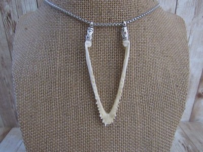 Crocodile Jawbone Pendant Necklace Caiman Animal Bone Jewelry n6711