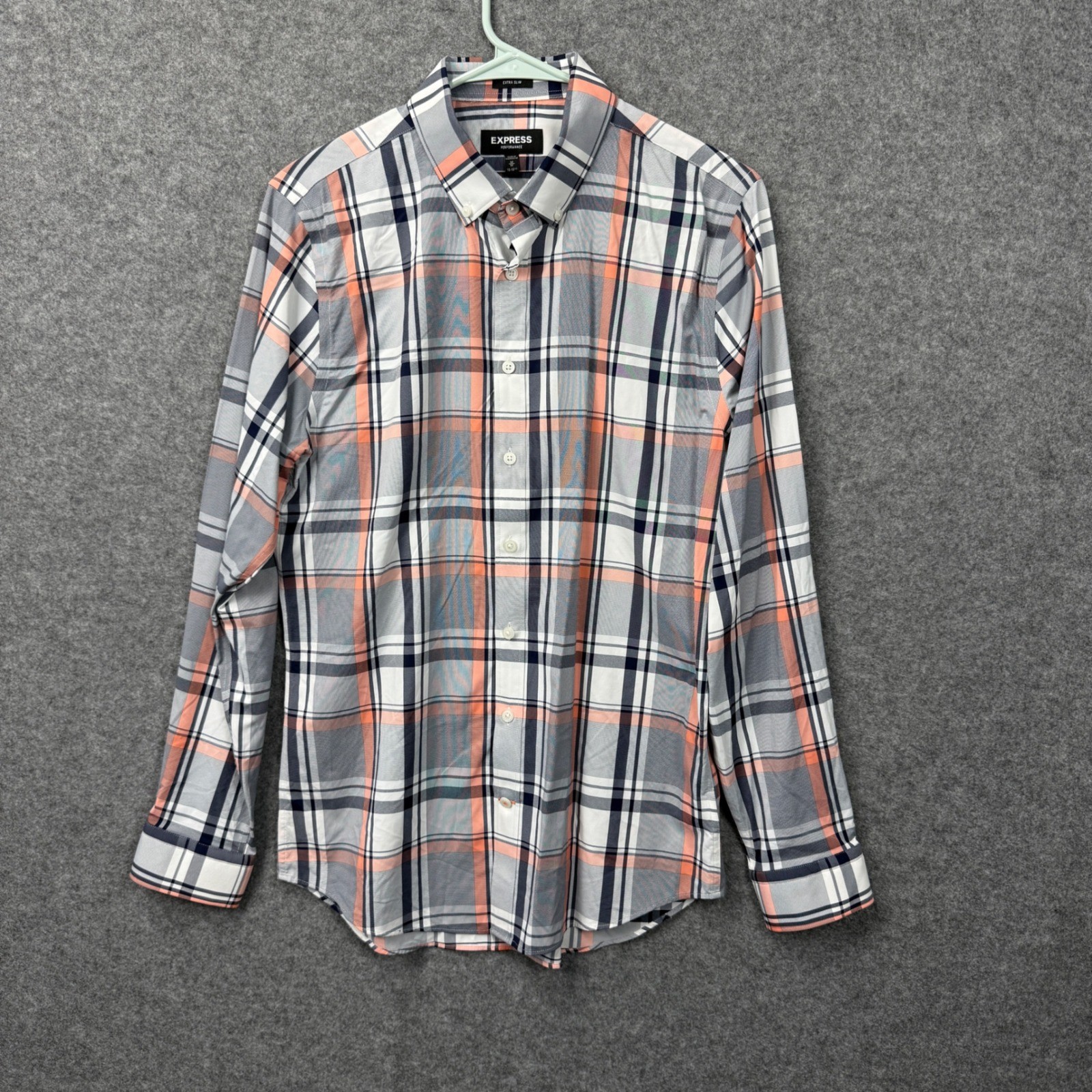 Express Performance Extra Slim Fit Plaid Shirt Me… - image 1