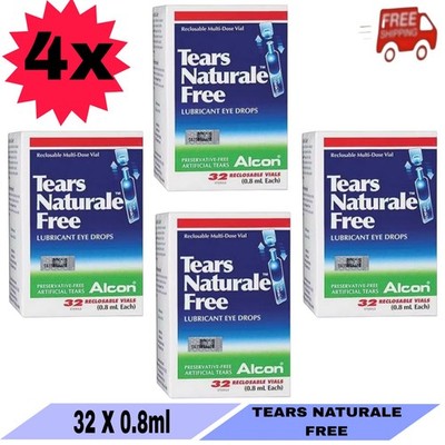 4x ALCON TEARS NATURALE FREE 32 Vial 0.8ml LUBRICANT EYE DROPS FREE SHIPPING
