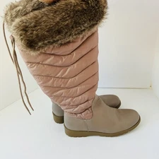 Bass Shasta Stone Brown Tall Zipper Women's Sz 7.5 Winter Snow Boots Quilted