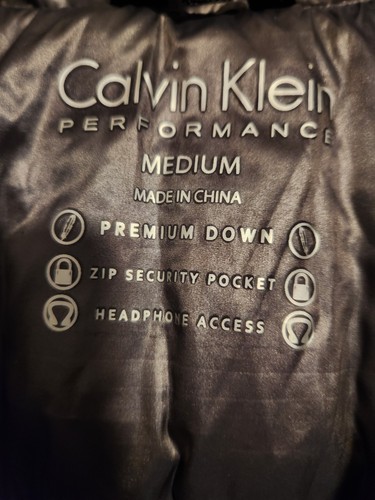 Womens Calvin Klein Performance Down Vest Med Silver Black Full Zip Pockets LN - Picture 7 of 9