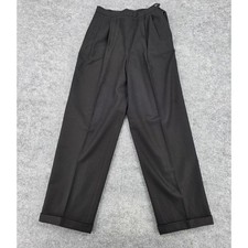 Ralph Lauren Black 100 Lambswool Pleated Cuffed Trousers Pants Made in USA 6