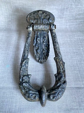 Antique c1850s Victorian Cast Iron Door Knocker Gothic Revival Ornated