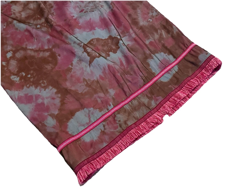 Tessuto Vintage 90s Fringe Pencil Skirt Sz 8 Brown Purple Y2K Knee Length Boho - Image 3 of 4