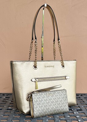 MICHAEL KORS JET SET ITEM MEDIUM CHAIN TOTE BAG + DOUBLE ZIP