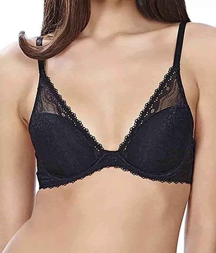 B.Tempt'd Bra B.Enticing 34DD Black Underwired Padded Plunge Contour Lace  Wacoal