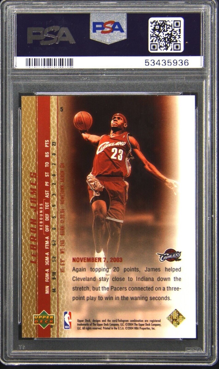 LEBRON JAMES 2003 UD PENEOMENAL BEGINNING #5 GOLD AUTO /100