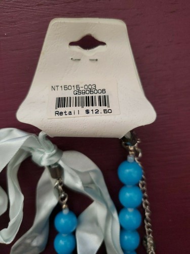 Fashion Jewelry Blue Beaded Earring and Adjustable Necklace Set - Picture 5 of 5