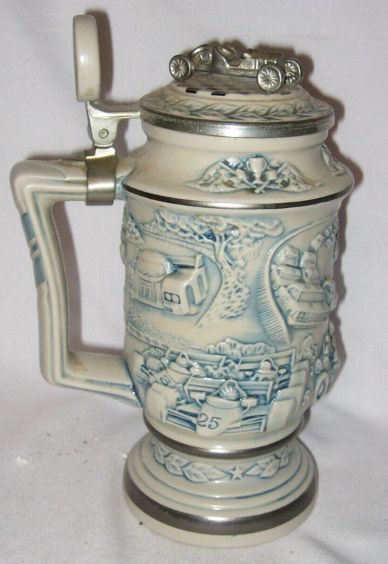 Vintage 1989 Racing Car Ceramic Lidded Stein by Avon - Pre-Owned