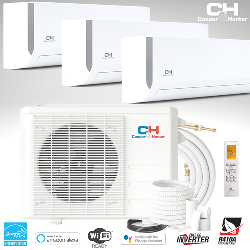 28000 BTU 230V 23.8 SEER Tri 3 Zone Olivia Mini Split Heat Pump Air Conditioner - Picture 1 of 11