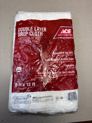 Ace Double Layer Drop Cloth 8'  x 12' ~ Absorbent Top & Leak Resistant Bottom