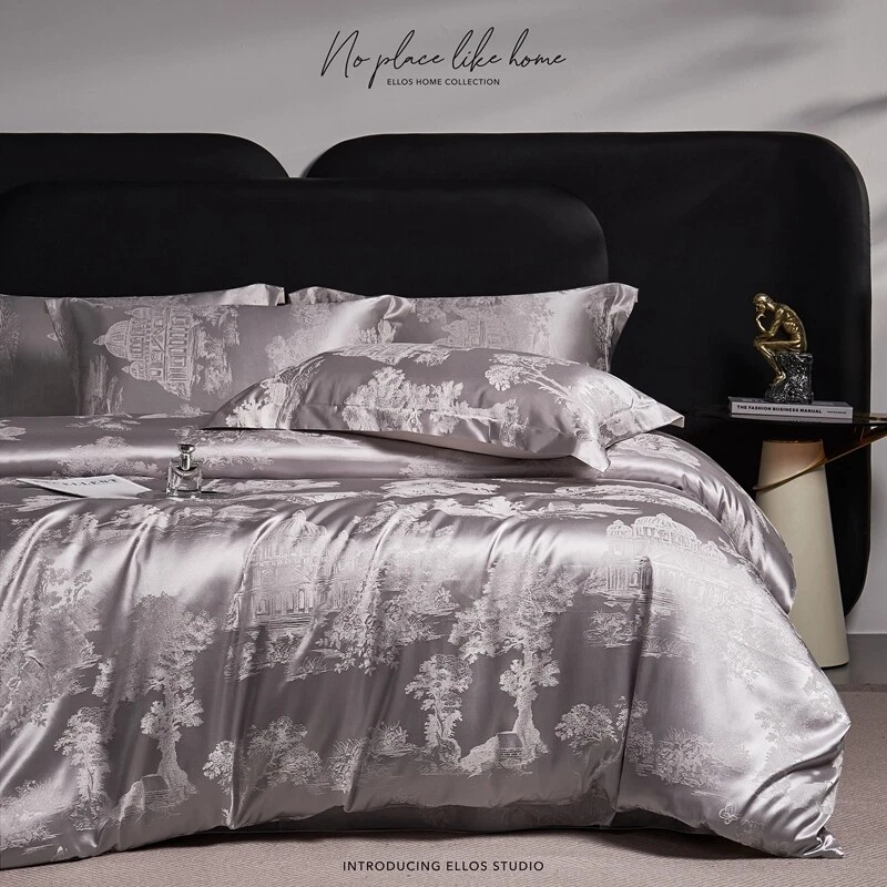 Juego de cama 4 piezas funda nórdica Jacquard Royal Garden sábana plana juego de 2 fundas de almohada Foto 2 de 4