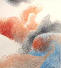 Original Pencil Abstract Cubist Drawing by Noreen Larinde signed framed 8" x 6"