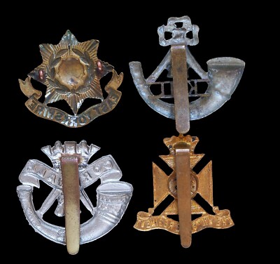 Four British Army Infantry Regiment Cap Badges, KSLI, DCLI