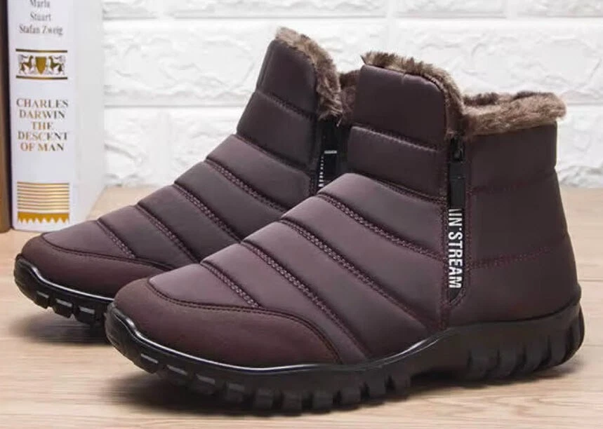 Men's Waterproof Warm Cotton Zipper Snow Ankle Boots Size 43 (10 US) NEW