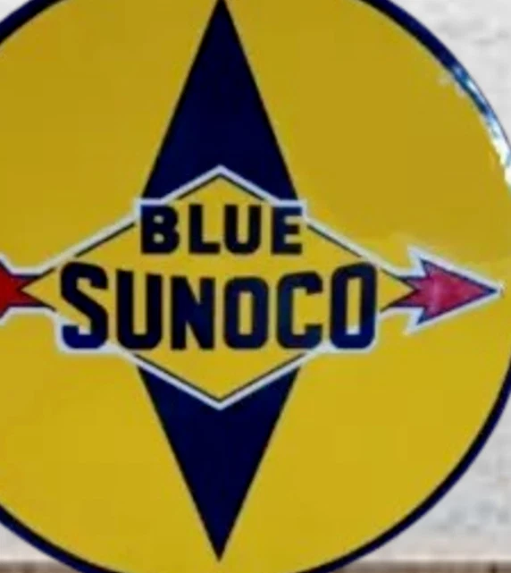 Sunoco Blue  Porcelain Enamel Heavy Metal Sign 30 Inches Double  Side - Image 2 of 2