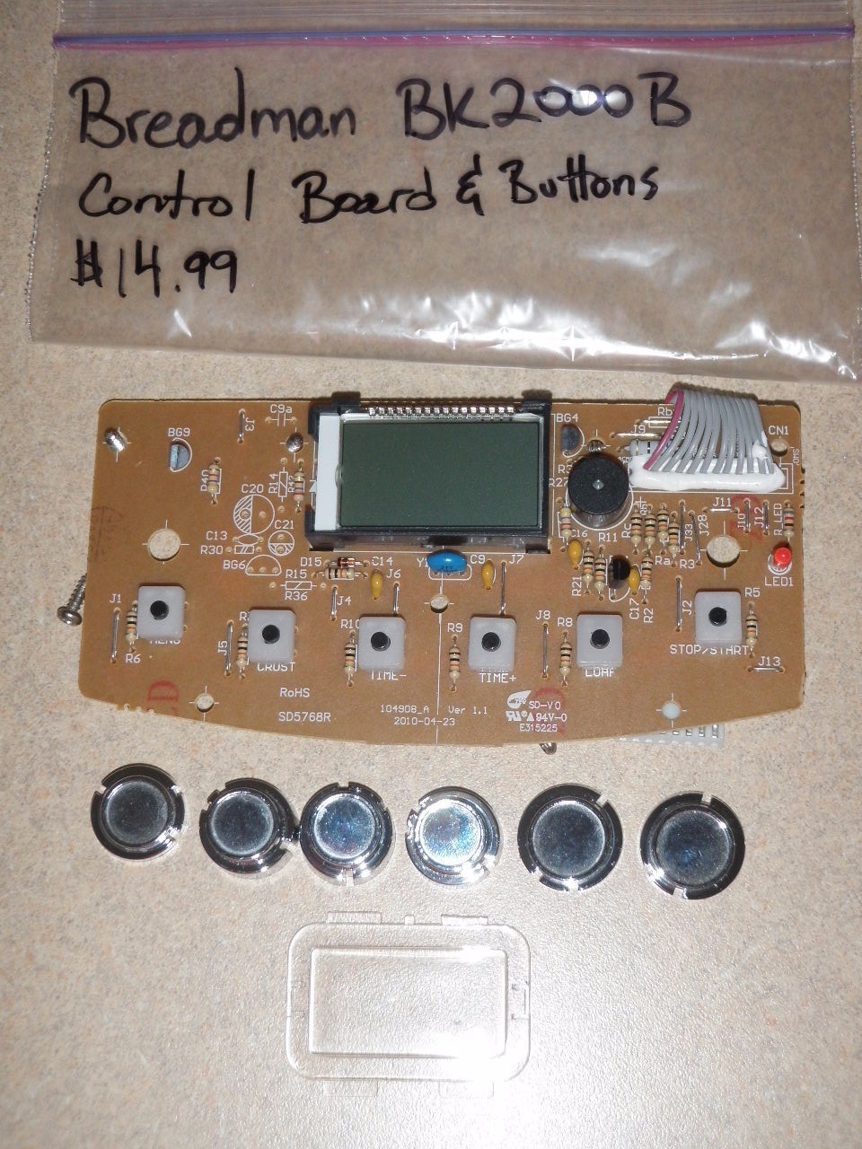 Control Board & Buttons for Breadman Bread Maker Model BK200