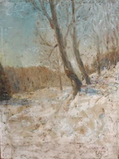 1967 oil painting impressionist landscape signed