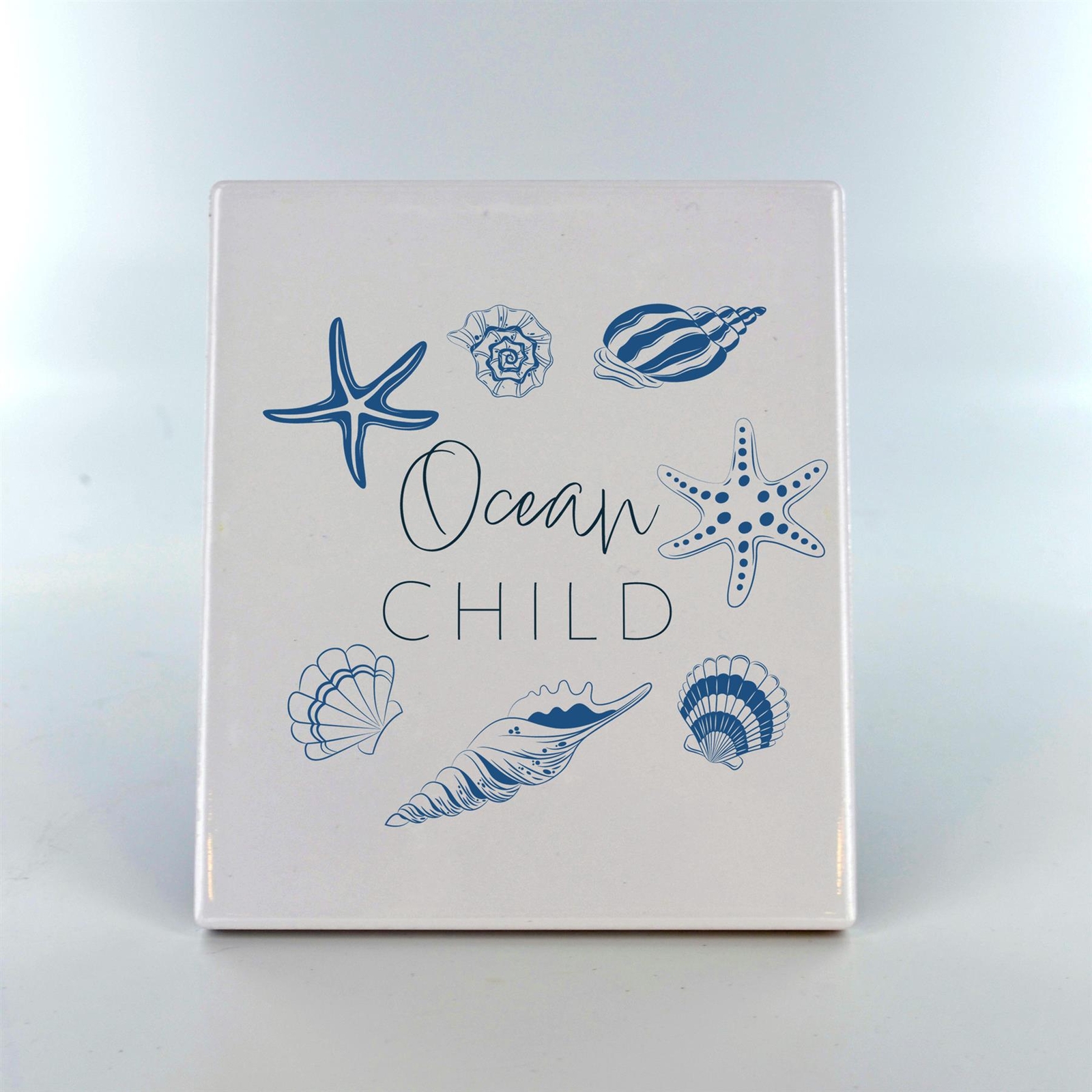 Ocean Child Coastal Blue Ceramic Tile Photo Panel Beach Themed Gift
