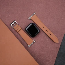 Light Brown Saffiano Leather Apple Watch Band 38mm 40mm 41mm 42mm 44mm 45mm