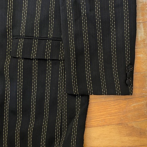 Vintage Boys Blazer & Vest 1990s Striped Black/Yellow Sport Coat Waistcoat Set - Picture 3 of 7