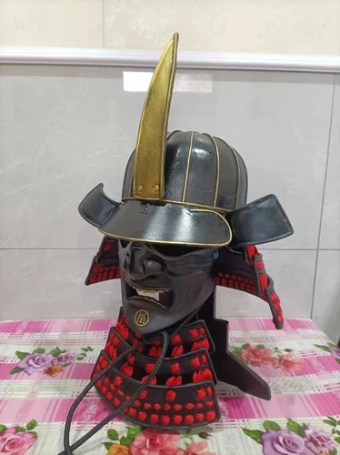 Máscara facial completa japonesa vintage armadura samurai casco portátil guerrero disfraces - Imagen 3 de 3