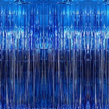 3.2x9.8ft Navy Blue Foil Fringe Curtain Tinsel Backdrop for Party Decoration