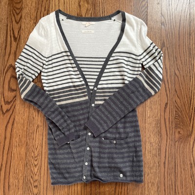 ESPRIT V neck striped cardigan sweater 