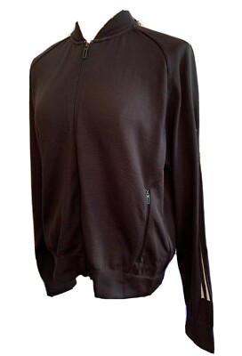 Large Adidas Women's Black Bomber Jacket Knit Full Zip New NWT Track Jacket CF03