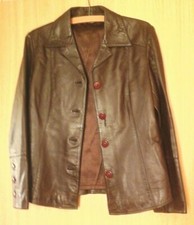 Woman's Brown Leather Jacket Size 12 Back 24 Inch By Together,