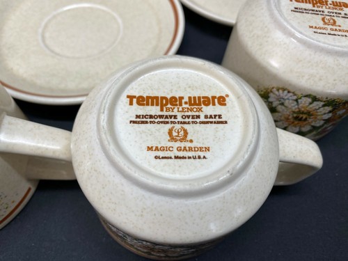 Lenox Temperware "MAGIC GARDEN" ~ Set of 4 ~ Cups & Saucers ~ 2 3/4" Tall - Picture 8 of 10