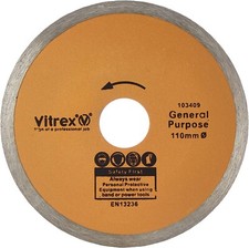Vitrex 110mm Replacement Diamond Wet Tile Cutter Blade For Torque-Master, 103409