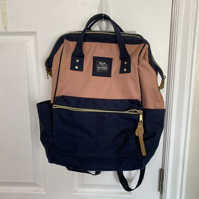 Himawari Laptop Backpack with USB port Pink/Navy Used