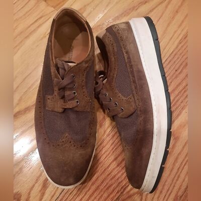 25-2796 JOHNSTON MURPHY ELLISTON WINGTIP MENS SHOES - 8M - BROWN SUEDE / MESH