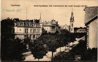 Old postcard AK Saarlouis Kreis Sparkasse GERMANY (939531)
