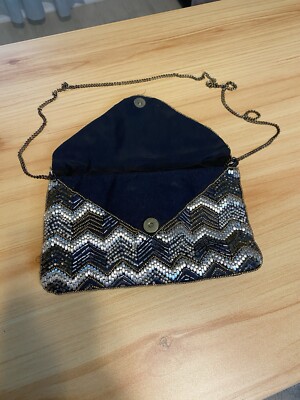 Mix it beaded clutch gold chevron with chain strap