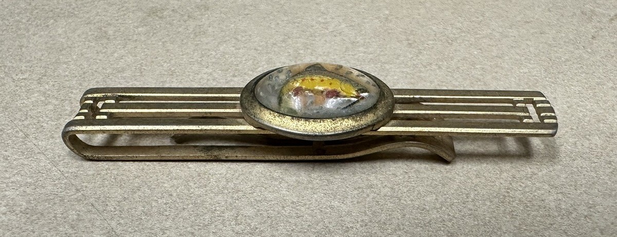 Pince-cravate Vintage Goldtone Pour La Pêche à La Mouche (Fly Fishing) Par ANSON - Réf. 101615 - Occasion En Bon état