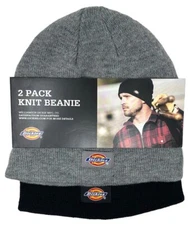 Dickies  2 Pack Skull Knit Beanies in Grey & Black New