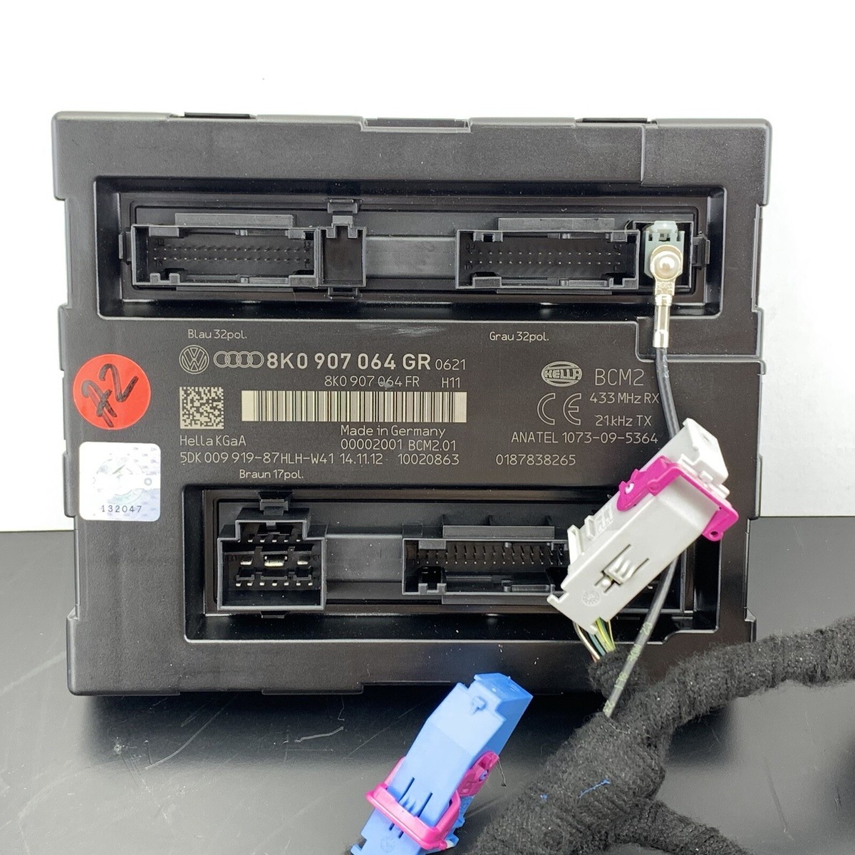 2013 AUDI A5 Cabrio 8F7 Keyless Entry Module Comfort Control Unit 
