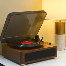 Vinyl Record Player Wireless Bluetooth Turntable HiFi System Magnetic Cartridge
