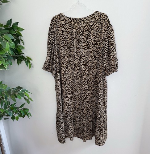 Anko Kmart Womens Size 18 Short Dress Short Sleeve Black Brown Animal Print - Picture 7 of 7