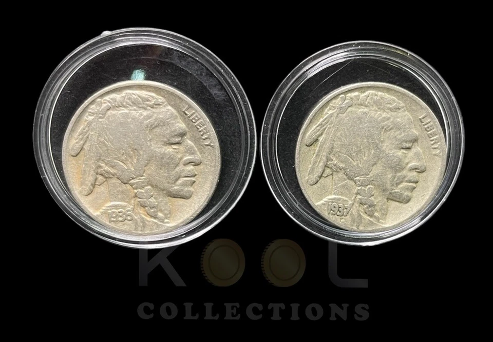 USA 5 Cents  Liberty 1936 & 1937 "Buffalo Nickel" - Image 2 of 2