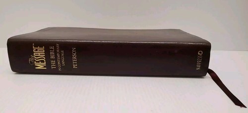 NavPress The Message Bible Genuine Brown Leather Contemporary Language Peterson