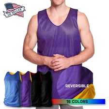 Mens Mesh Tank Top Basketball Jersey T Shirts Practice Sleeveless Tee Reversible