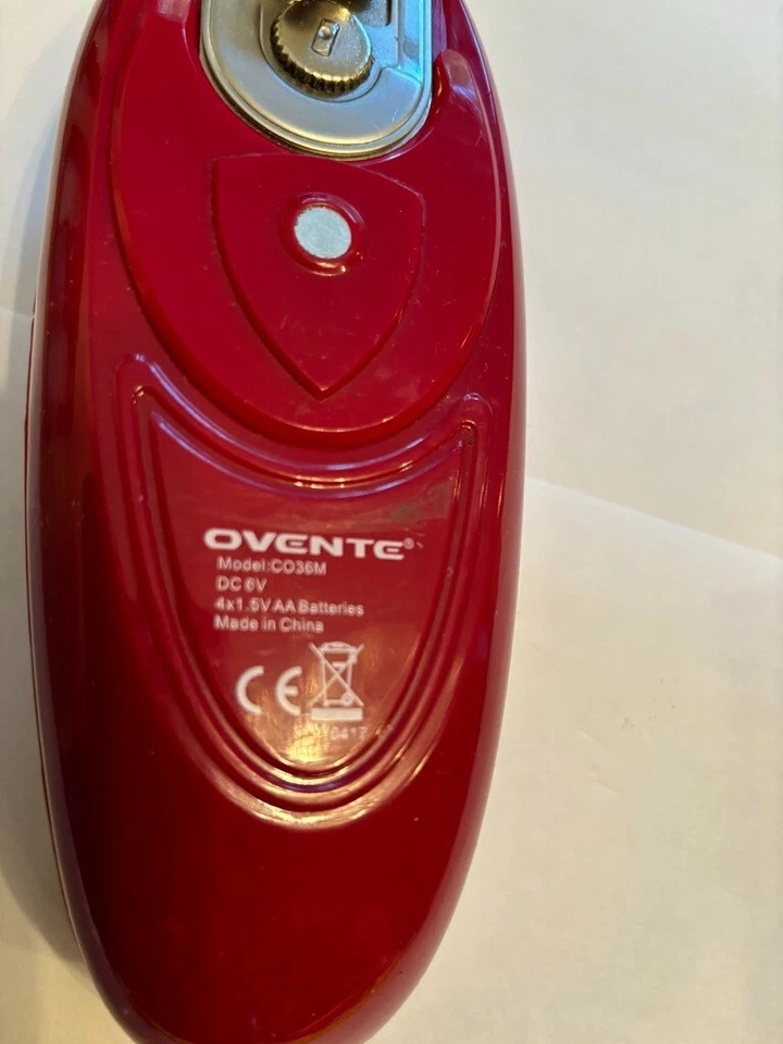 Abridor de latas eléctrico, Ovente, pilas no incluidas, usado solo una vez, rojo Foto 4 de 4
