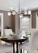 Crystal Chandelier Chrome Sputnik 8 Light Fixture Modern Kitchen Dining Room 24"