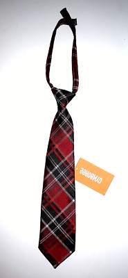 NWT GYMBOREE BOYS PARTY RED BLACK WHITE PLAID TIE TOUCH CLOSE ONE SIZE